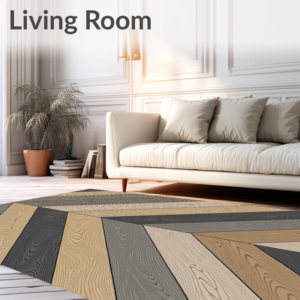 Herringbone Wood Grain Pattern Rug