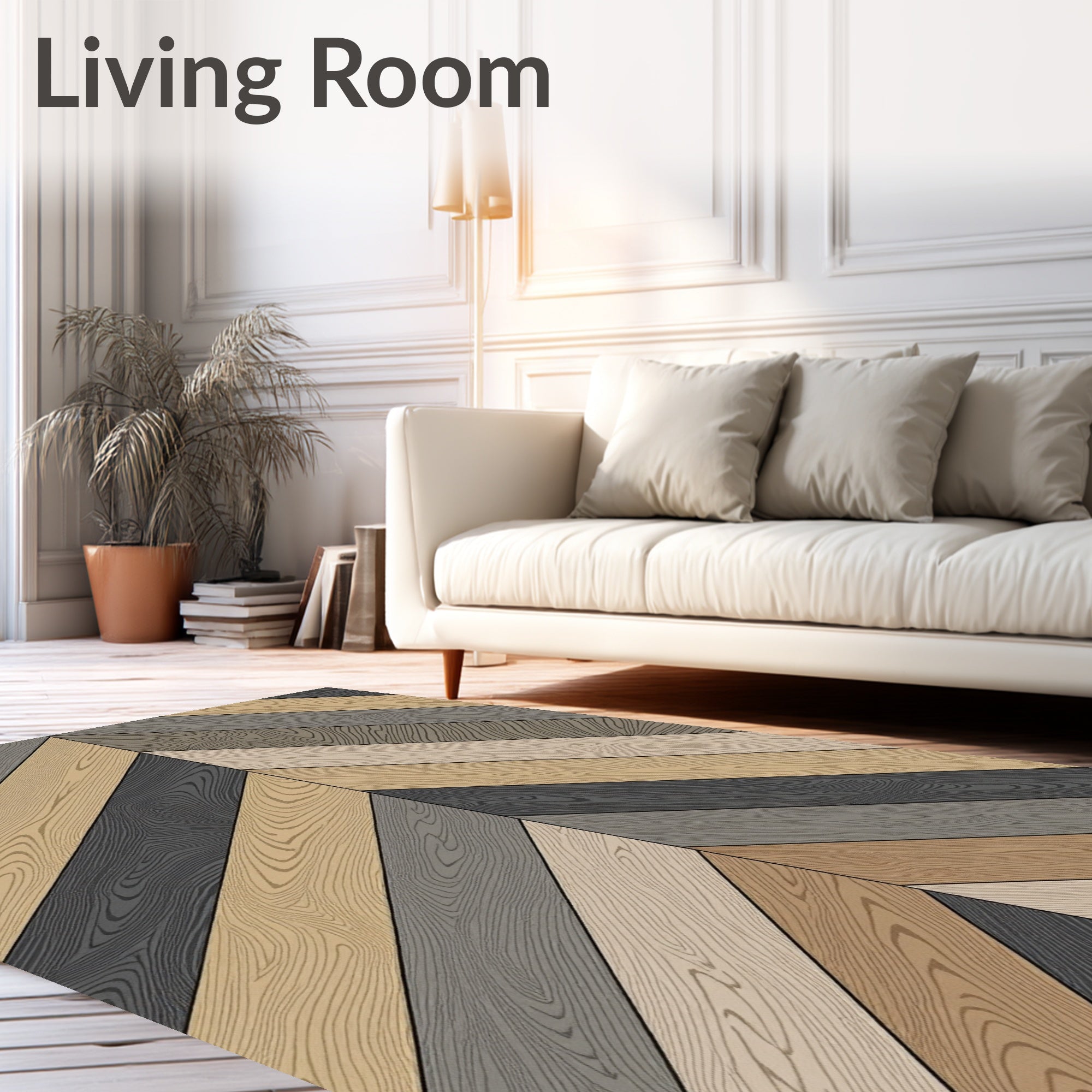 Herringbone Wood Grain Pattern Rug