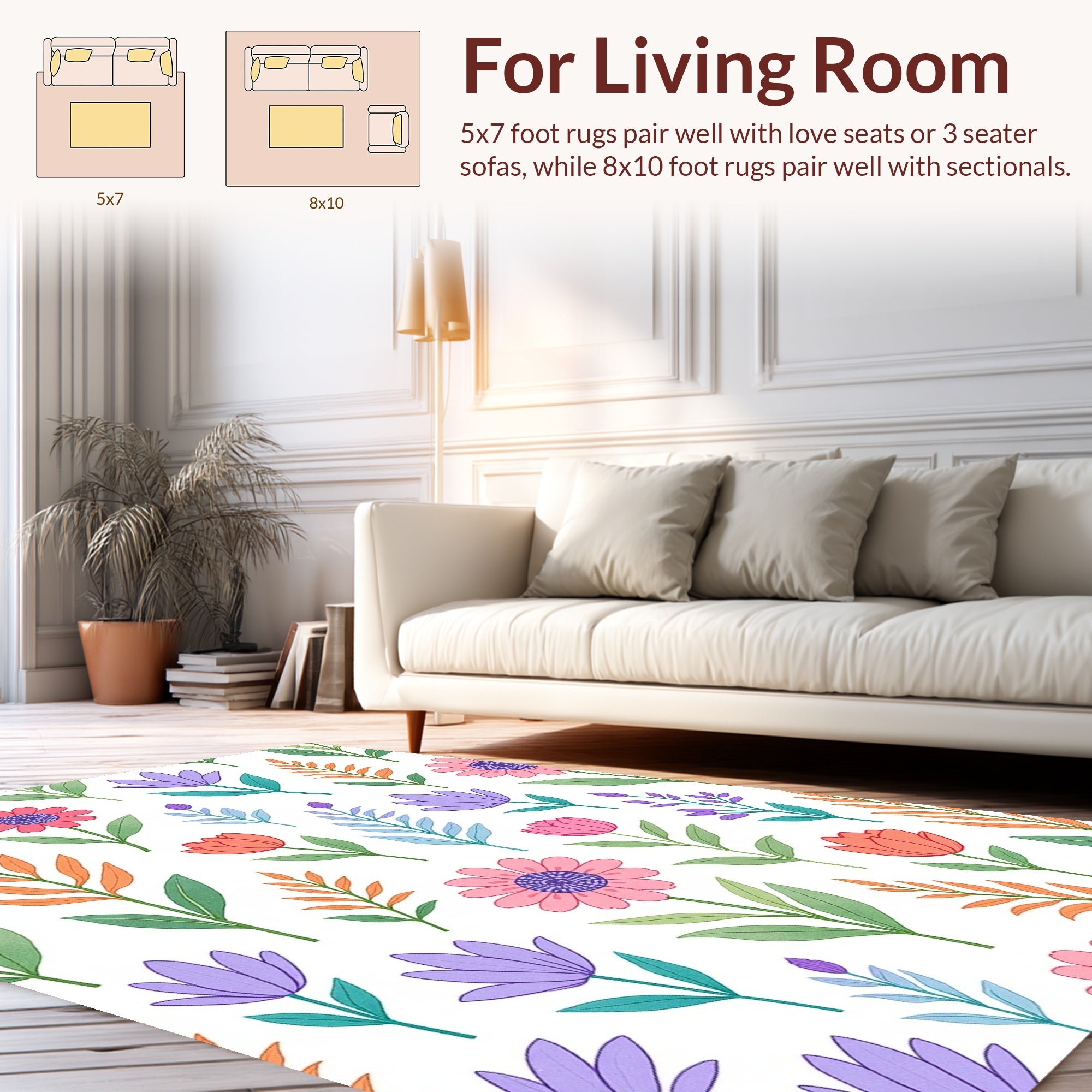 Floral Meadow Pattern Design Rug