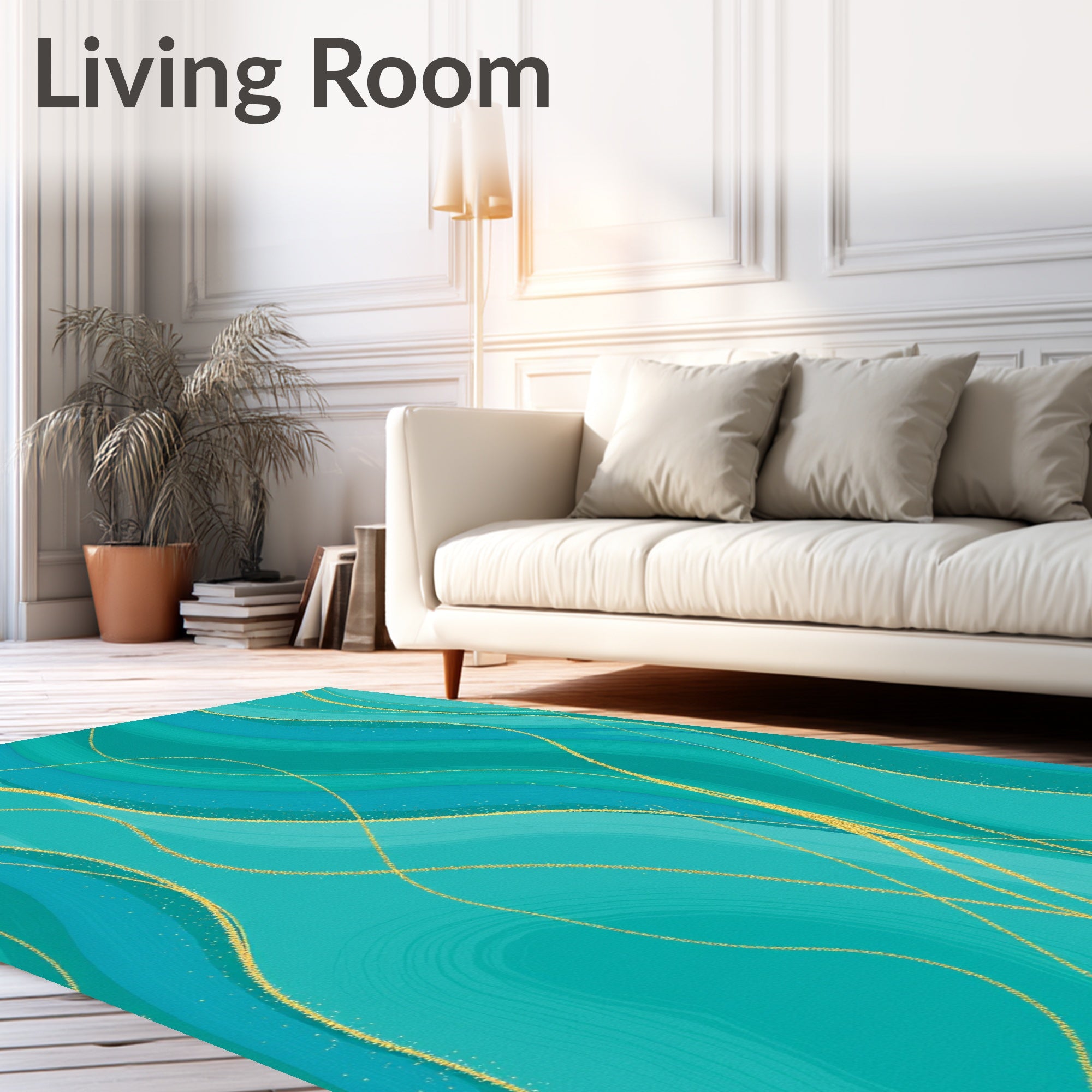 Oceanic Swirls With Gold Strands Rug