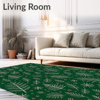 Hand Drawn Pine Branch Pattern Rug