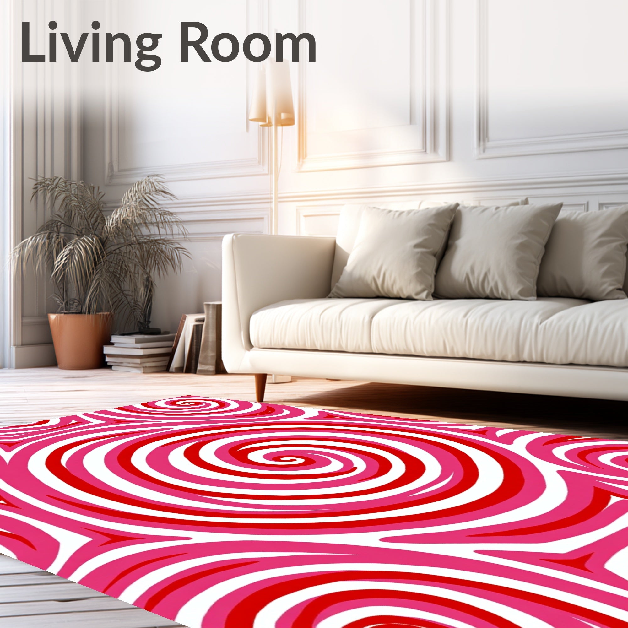Bold Pink Swirl Contemporary Rug