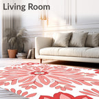 Floral Mandala Style Red Rug