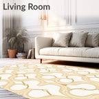 Elegant Cream Gold Swirl Pattern Rug