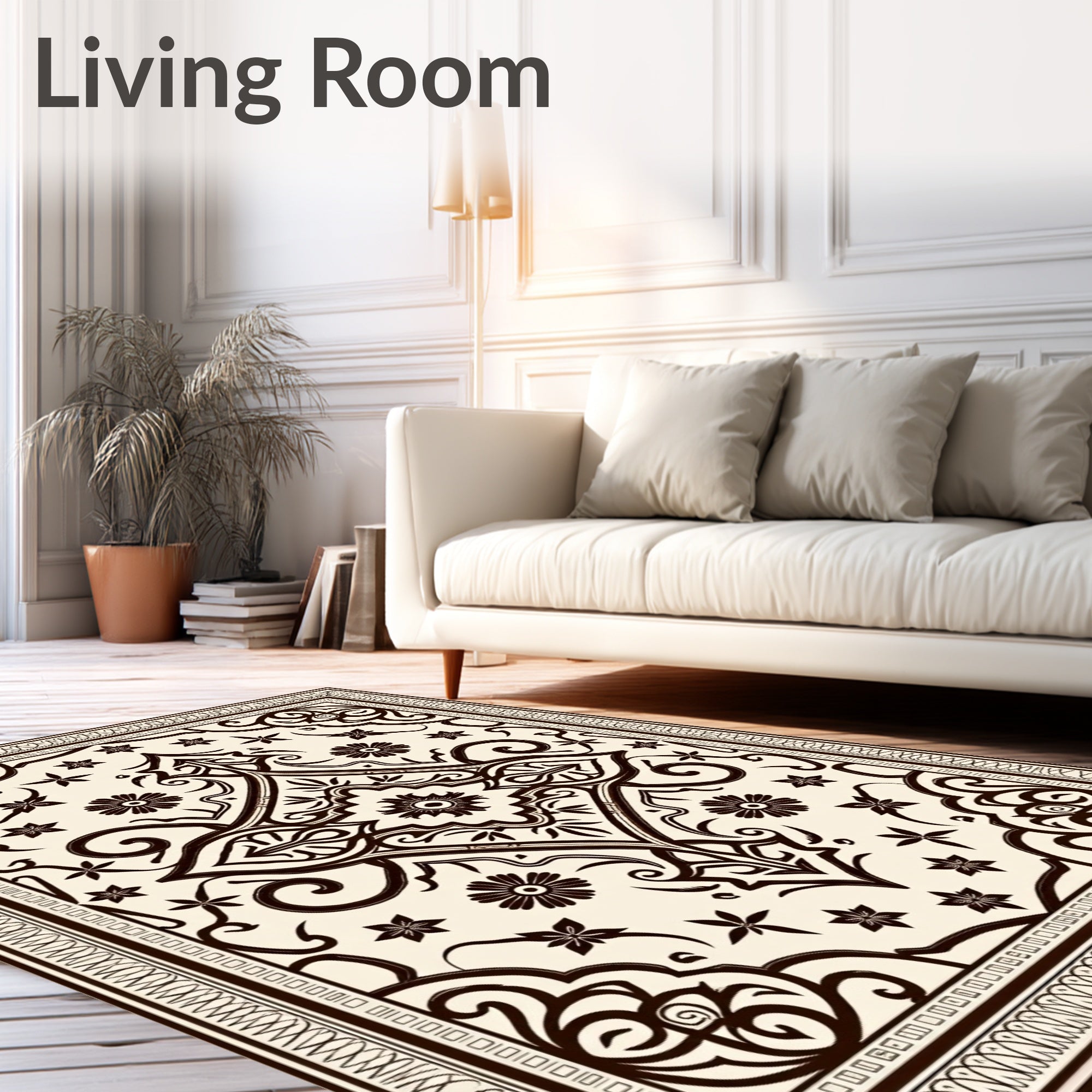 Ornate Botanical Scrollwork Classic Rug