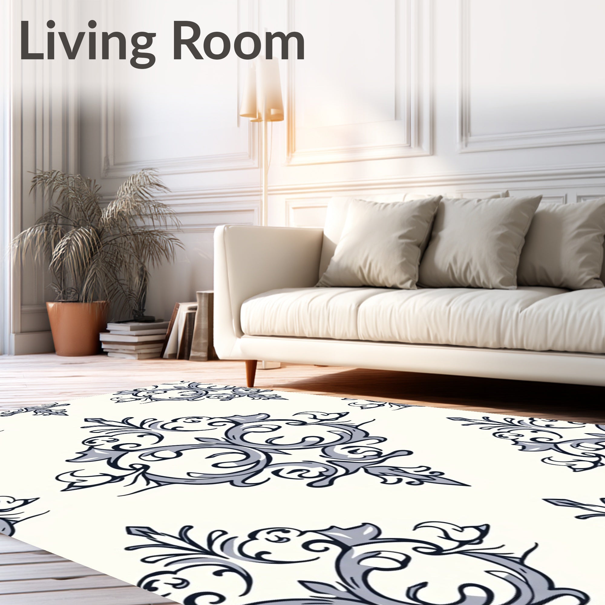 Ornate Vintage Scrollwork Pattern Rug