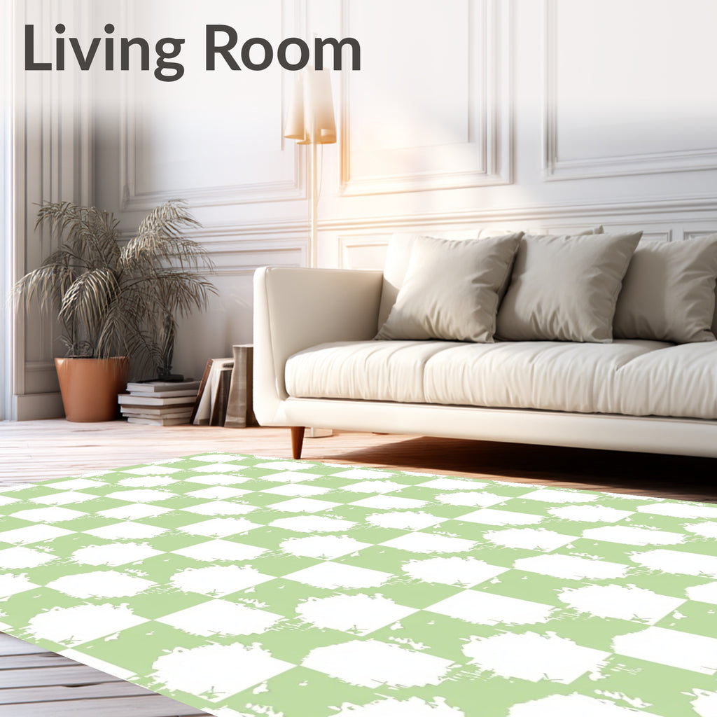 Distressed Checkered Pattern Rug
