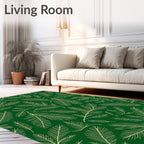 Forest Green Pine Branch Pattern Rug