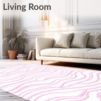 Soft Pink Wavy Stripe Whimsical Rug