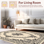 Intricate Oval Floral Frame Rug
