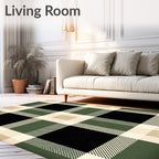 Green Black Plaid Tartan Style Rug