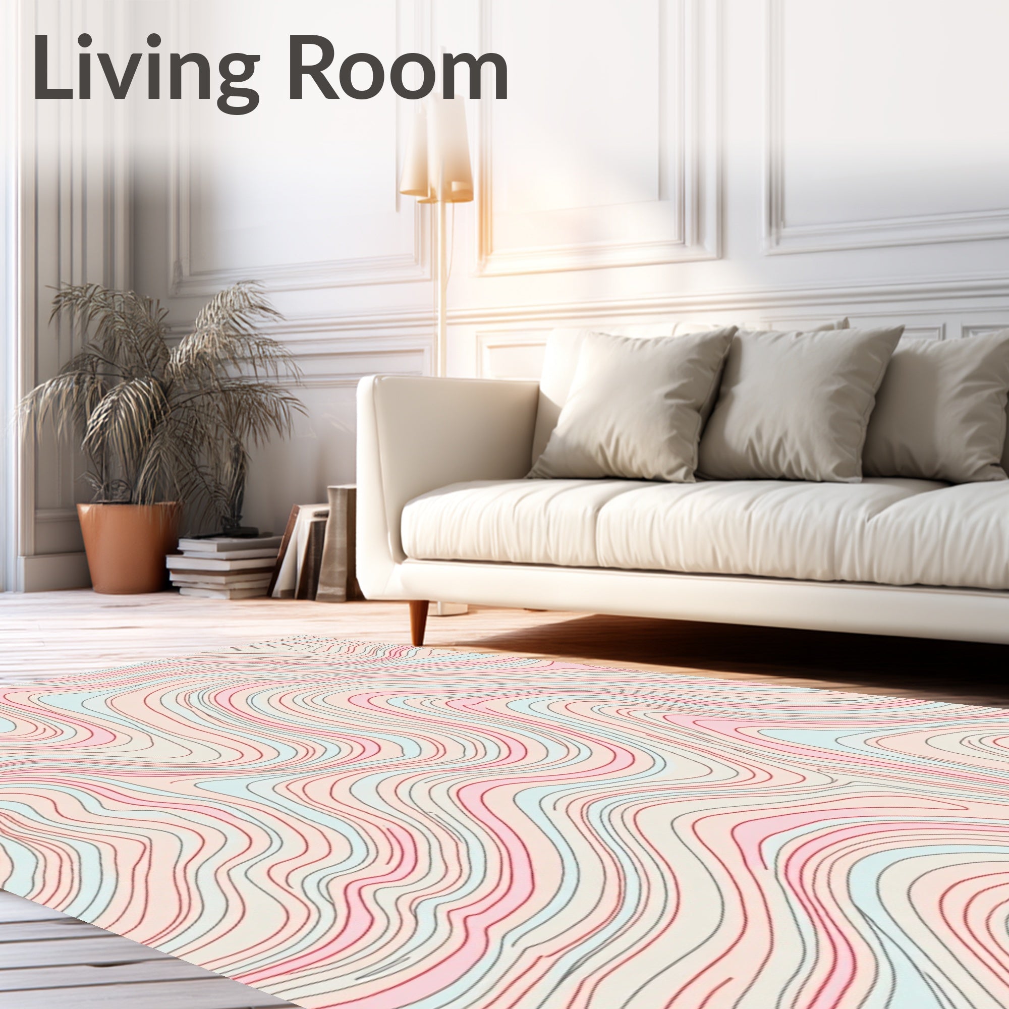 Pastel Wavy Topographic Pattern Rug