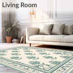 Elegant Teal Floral Repeating Pattern Rug