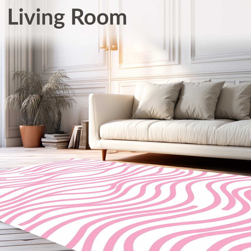 Pretty Pink Wavy Stripe Design Rug