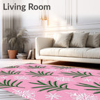 Green Pine White Snowflake Pattern Rug