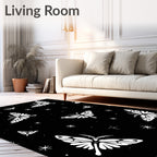 Whimsical Moth Starry Night Pattern Rug