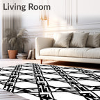 Graphic Black White Diamond Pattern Rug