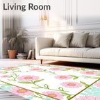 Pink Daisy Floral Pattern Rug