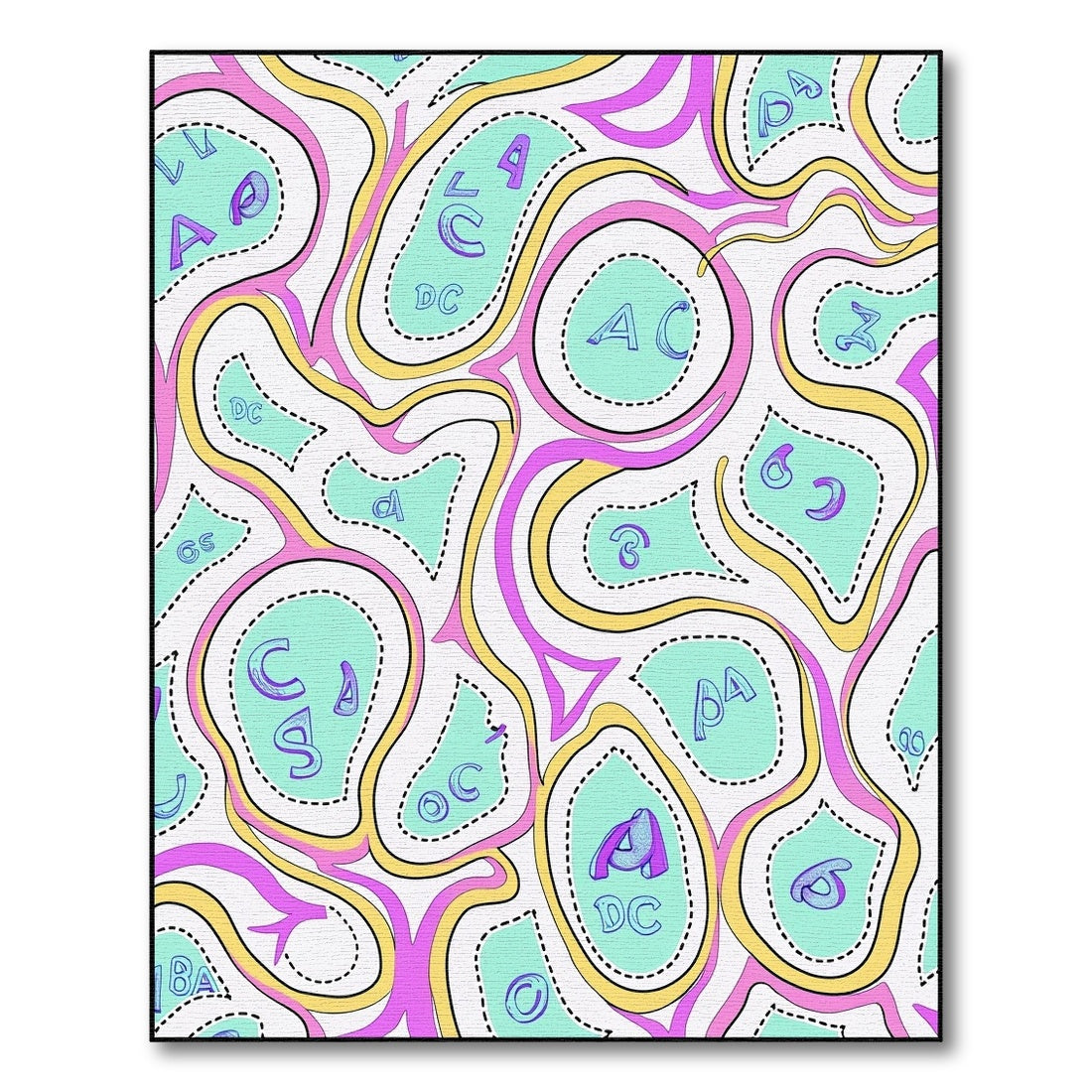 Whimsical Abstract Alphabetic Flow Rug