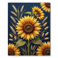 Golden Sunflower Wheat Navy Composition Rug