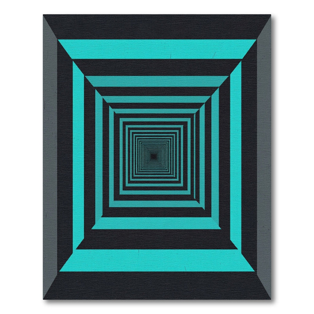 Modern Teal Black Geometric Infinity Tunnel Rug