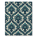 Elegant Teal Damask Scroll Filigree Rug