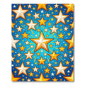 Golden White Stars Radiating Blue Sky Rug