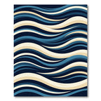 Abstract Navy and Cream Flowing Wave Rug