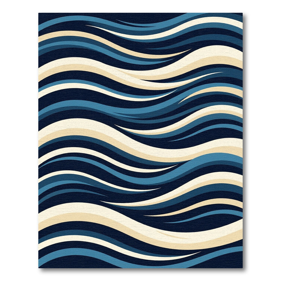 Abstract Navy and Cream Flowing Wave Rug