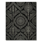 Tribal Mask Geometric Grey Pattern Rug