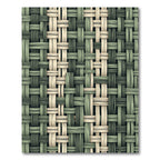 Sage and Cream Woven Textured Grid Rug