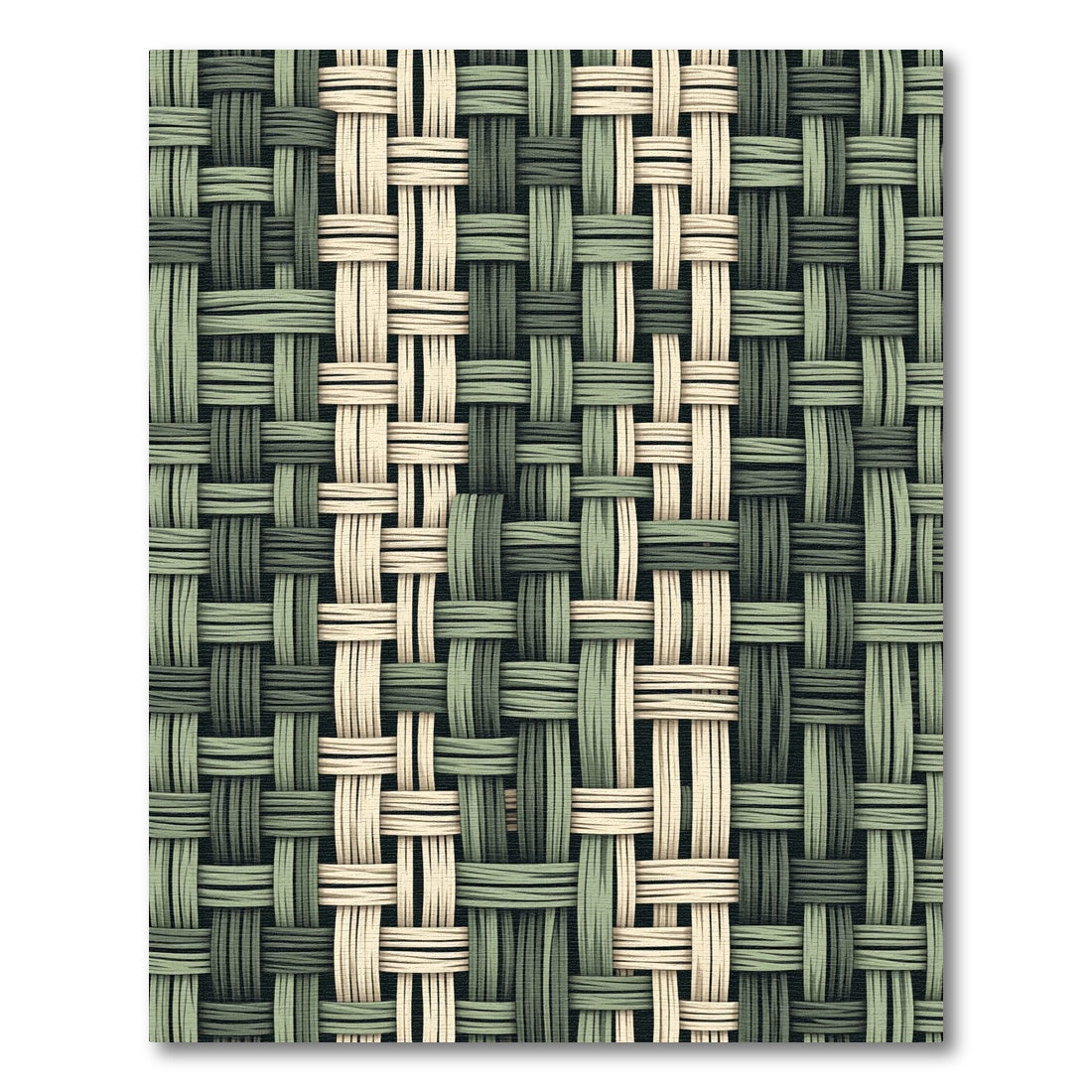 Sage and Cream Woven Textured Grid Rug