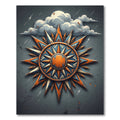 Weathered Orange Blue Celestial Compass Rug