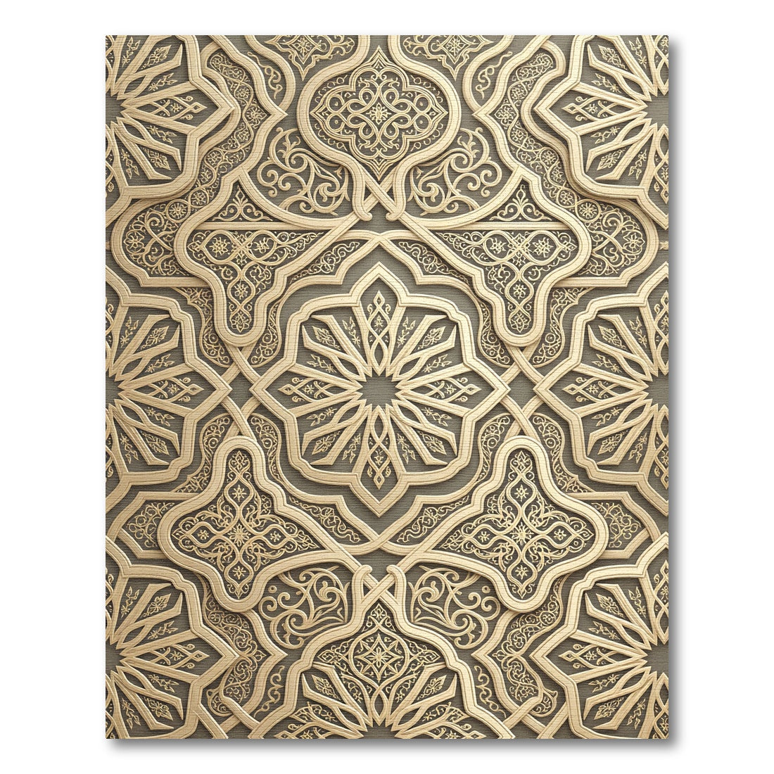 Gold Arabesque Geometric Starburst Rug