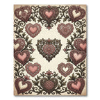 Ornate Pink Heart Scrollwork Garland Rug
