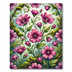 Enchanted Magenta Blossom Woodland Meadow Rug