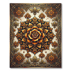 Ornate Amber Rose Floral Medallion Rug