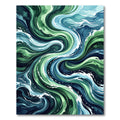 Ethereal Sage and Deep Teal Swirling Waves Rug