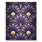 Rich Purple Peacock Feather Scallop Rug