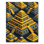 Gold Aztec Pyramid Geometric Step Rug