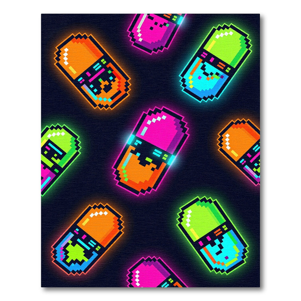 Neon Retro Pixel Art Pill Rug