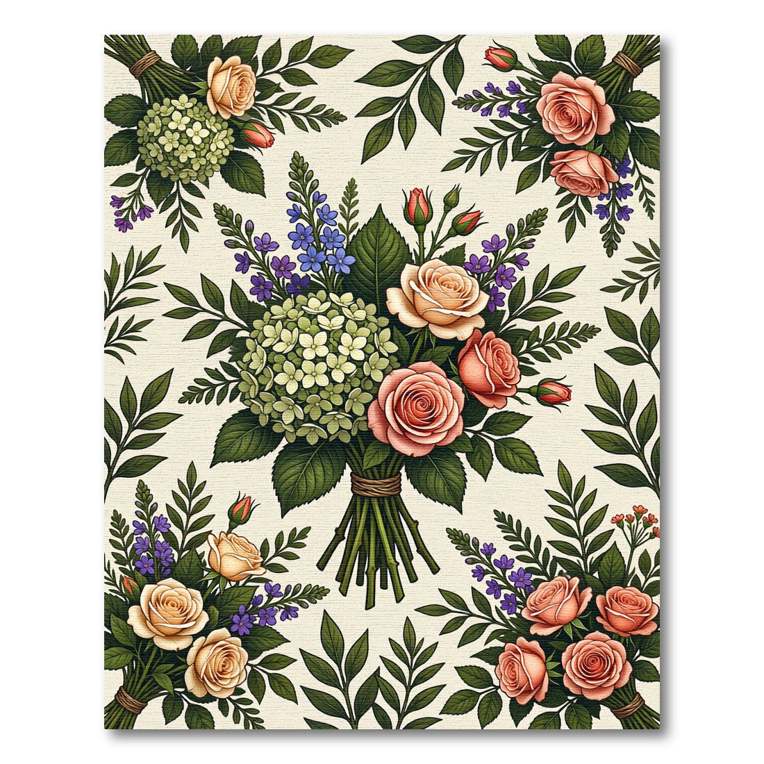 Garden Bouquet Roses Hydrangeas Lilacs Rug