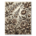 Elegant Sepia Floral Botanical Scroll Rug
