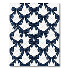 Sophisticated Navy Blue Ribbon Bow Grid Rug