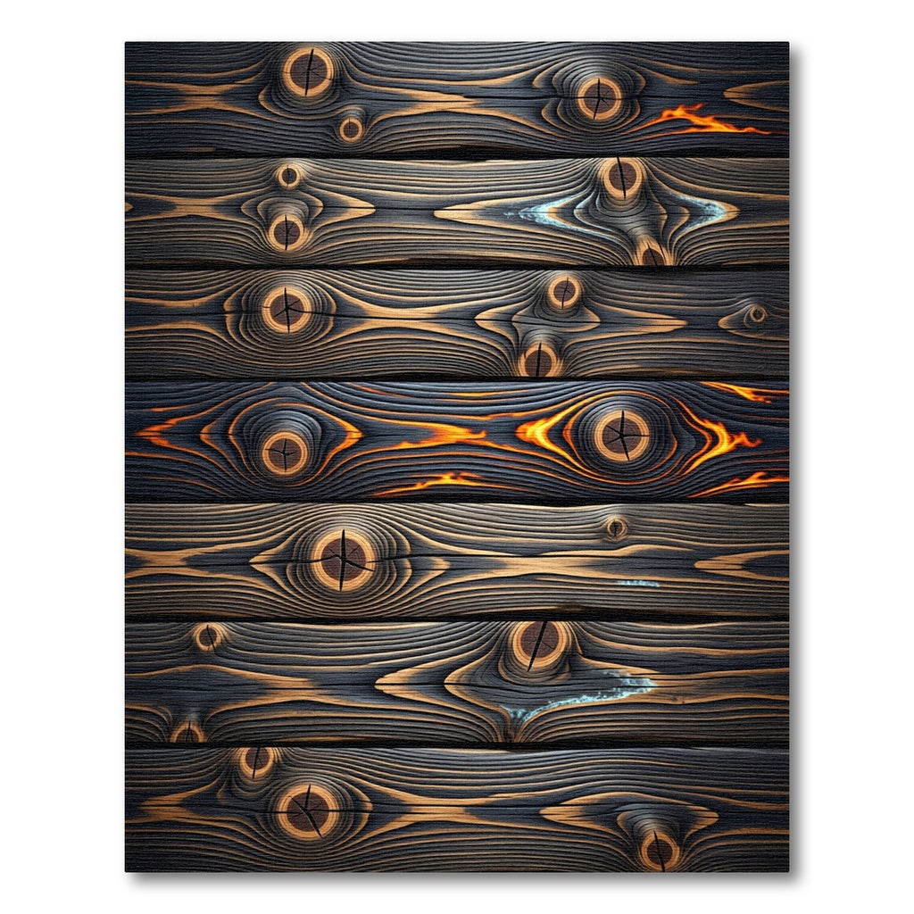 Striated Wood Grain Fire Accents Rug