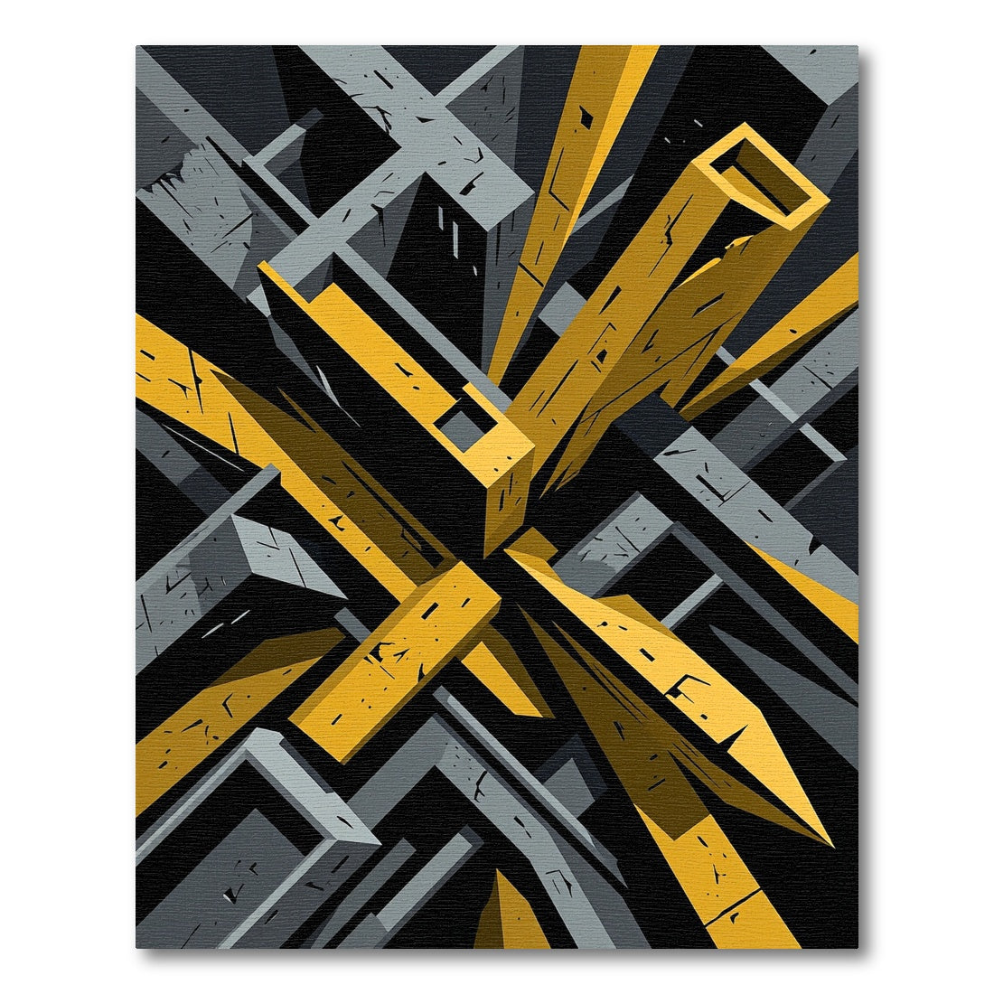 Geometric Shadow Yellow Structure Rug