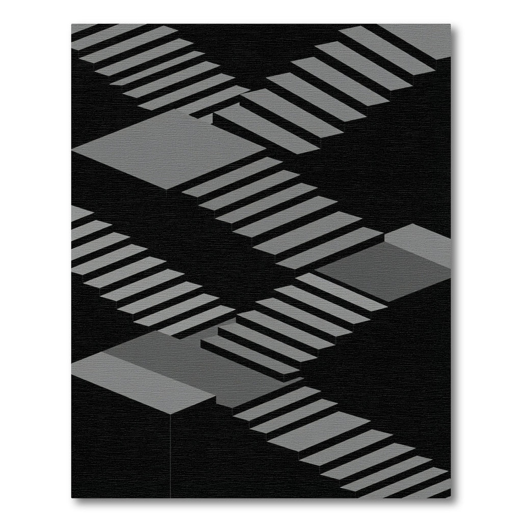 Linear Gray Stair Optical Illusion Rug