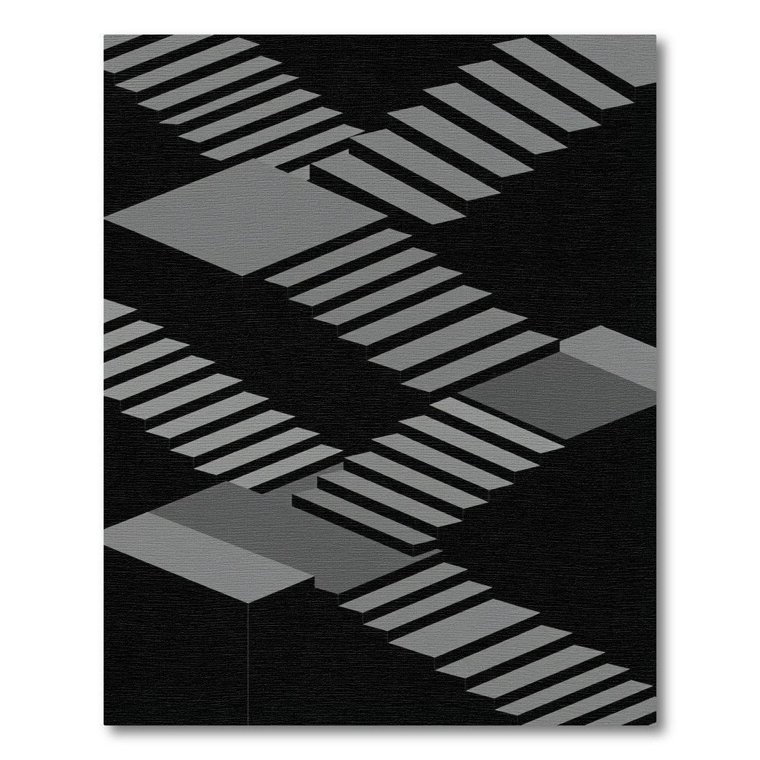 Linear Gray Stair Optical Illusion Rug