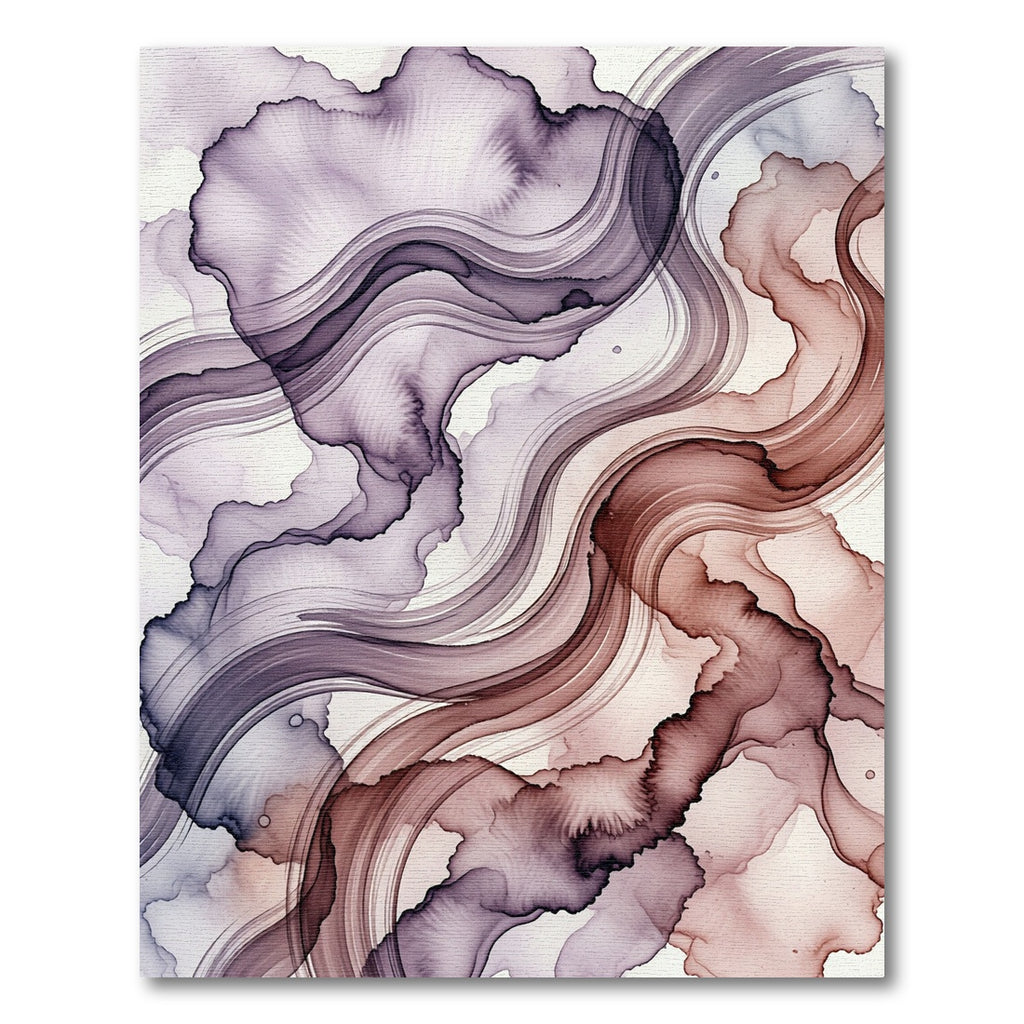 Ethereal Plum and Taupe Fluid Abstract Rug