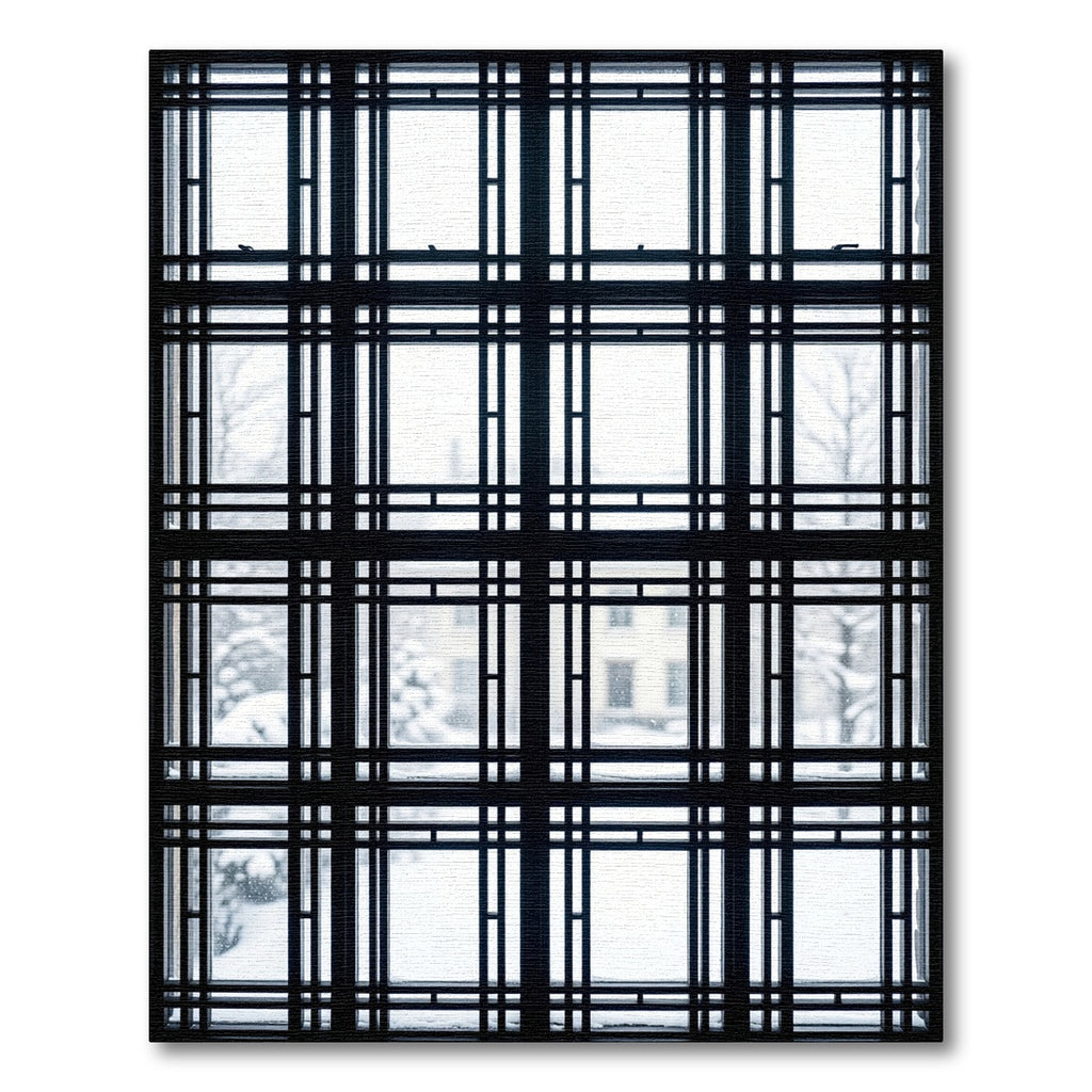 Monochromatic Black Grid Window Pane Rug